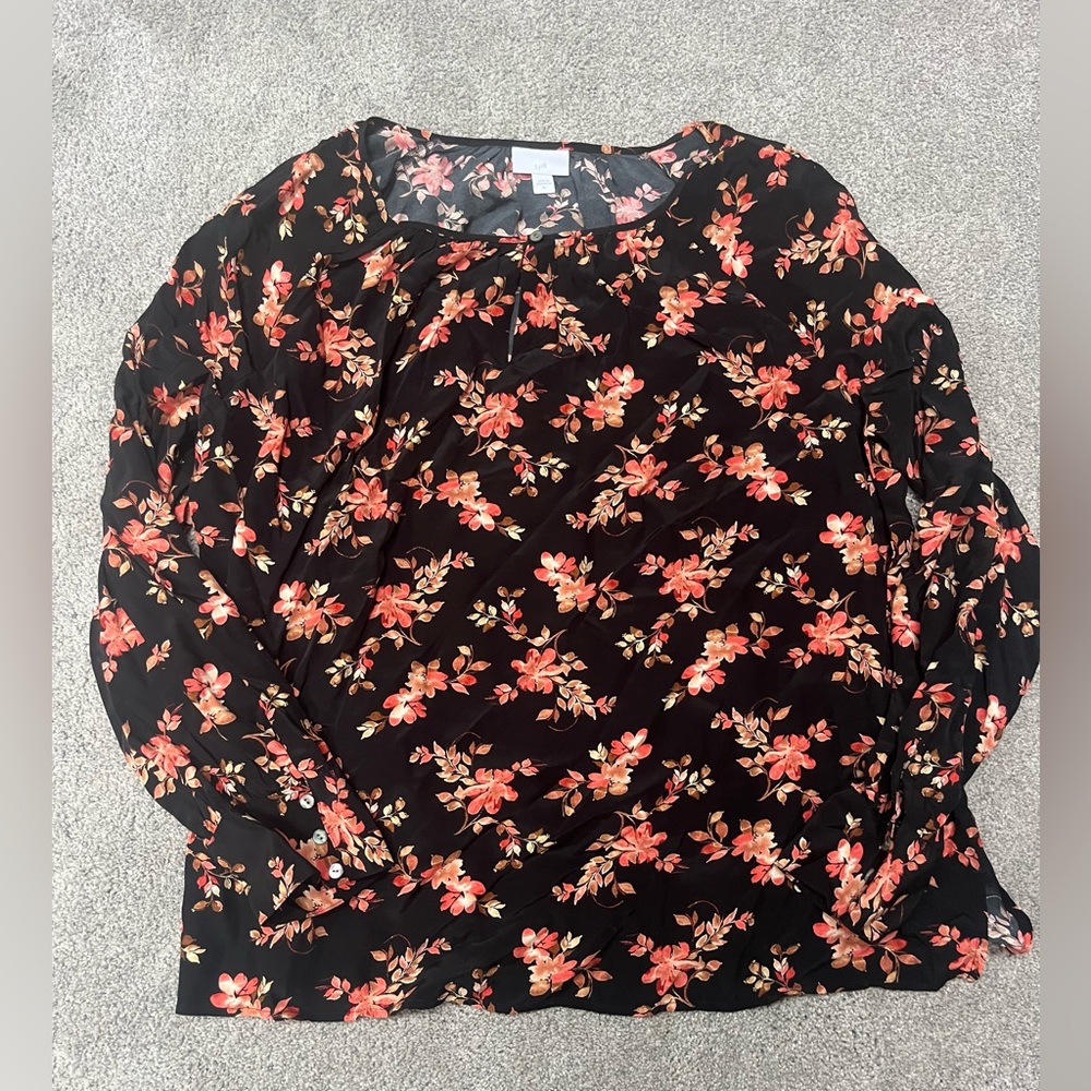 J. Jill Black and Orange Floral Blouse - Picture 5 of 5